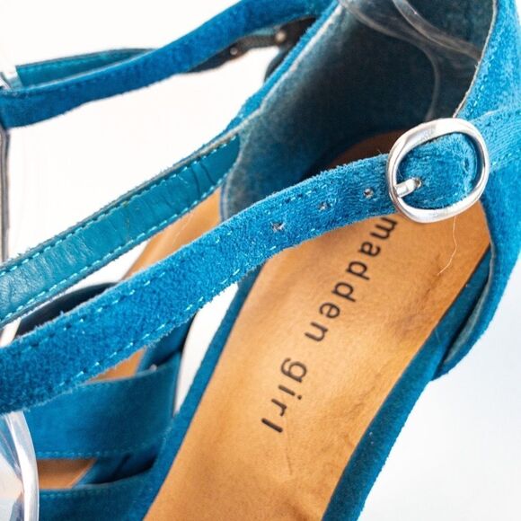 Madden Girl Hopeee Teal/Silver T-Strap Pump Sz 10 - Picture 7 of 11